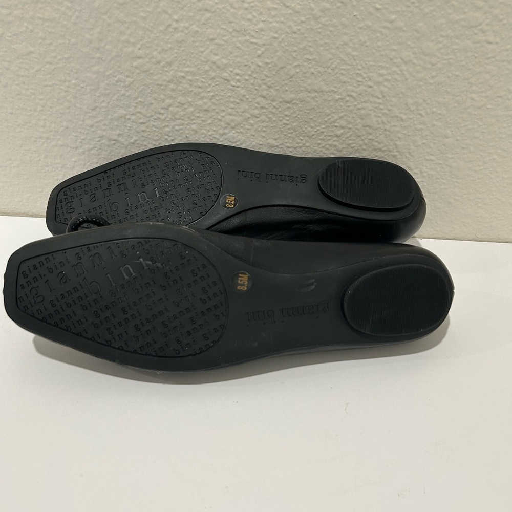 Gianni Bini Lake Leather Double  Bow Black Ballet Flats, Size 8.5 - Picture 4 of 5